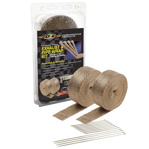 DEI 010095 Titanium Exhaust Wrap Kit Includes 2 Titanium 2" x 50' rolls, locking ties,locking tool