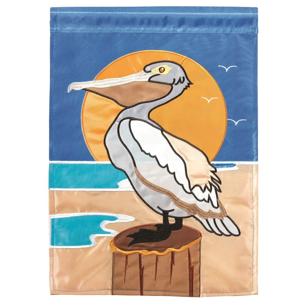Pelican at the Beach Summer Outdoor Garden Flag 13″ x 18″
