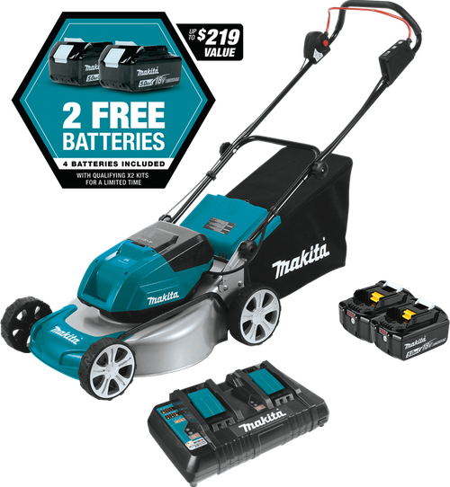 36V (18V X2) LXT™ Brushless 18" Lawn Mower Kit with 4 Batteries (5.0Ah), Commercial-grade steel deck,XML03PT1