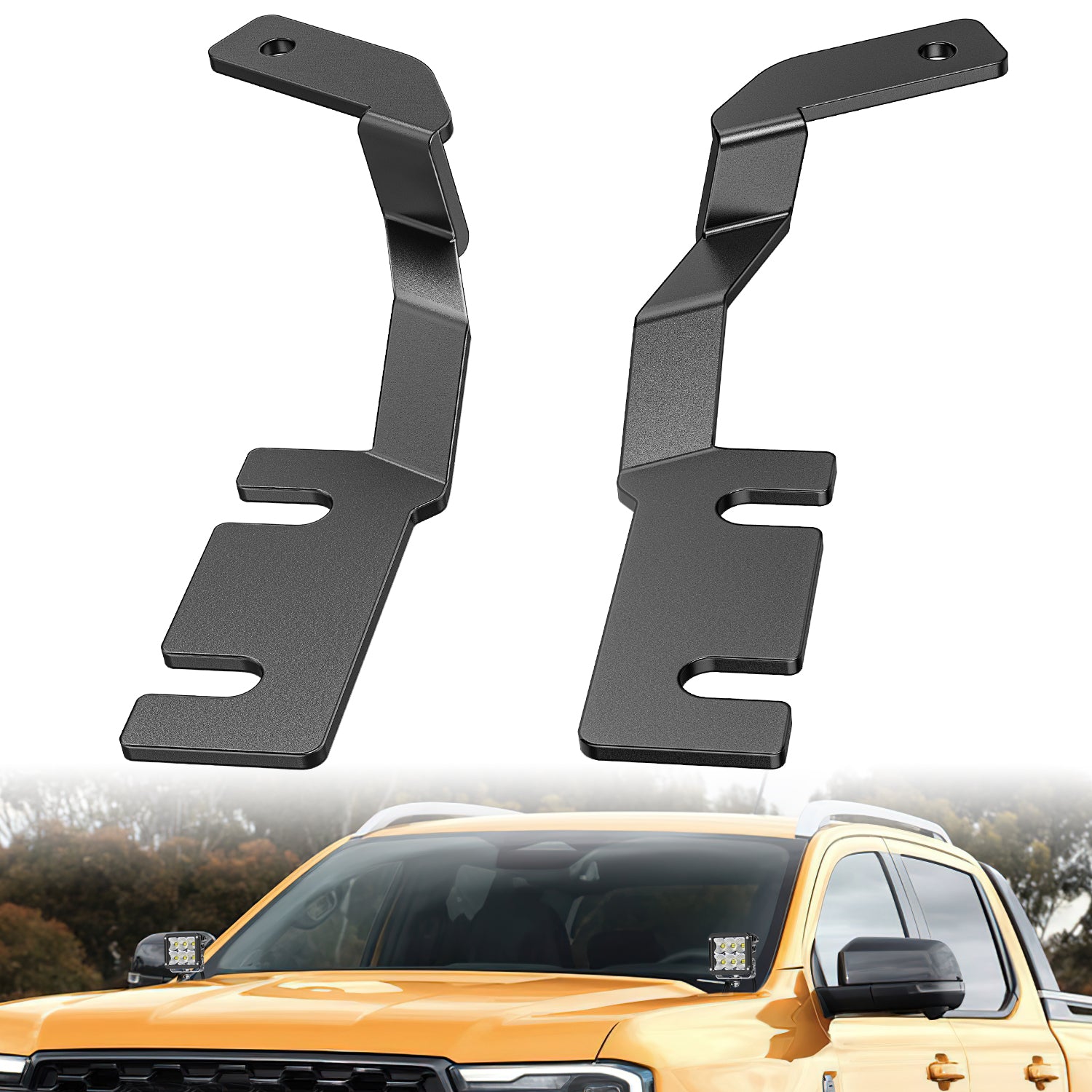 Ditch Light Brackets Hood Hinges Mount Bracket Kit for Auxiliary Offroad LED Pods Work Lighting Compatible with Ford Ranger 2019 2020 2021 2022 2023