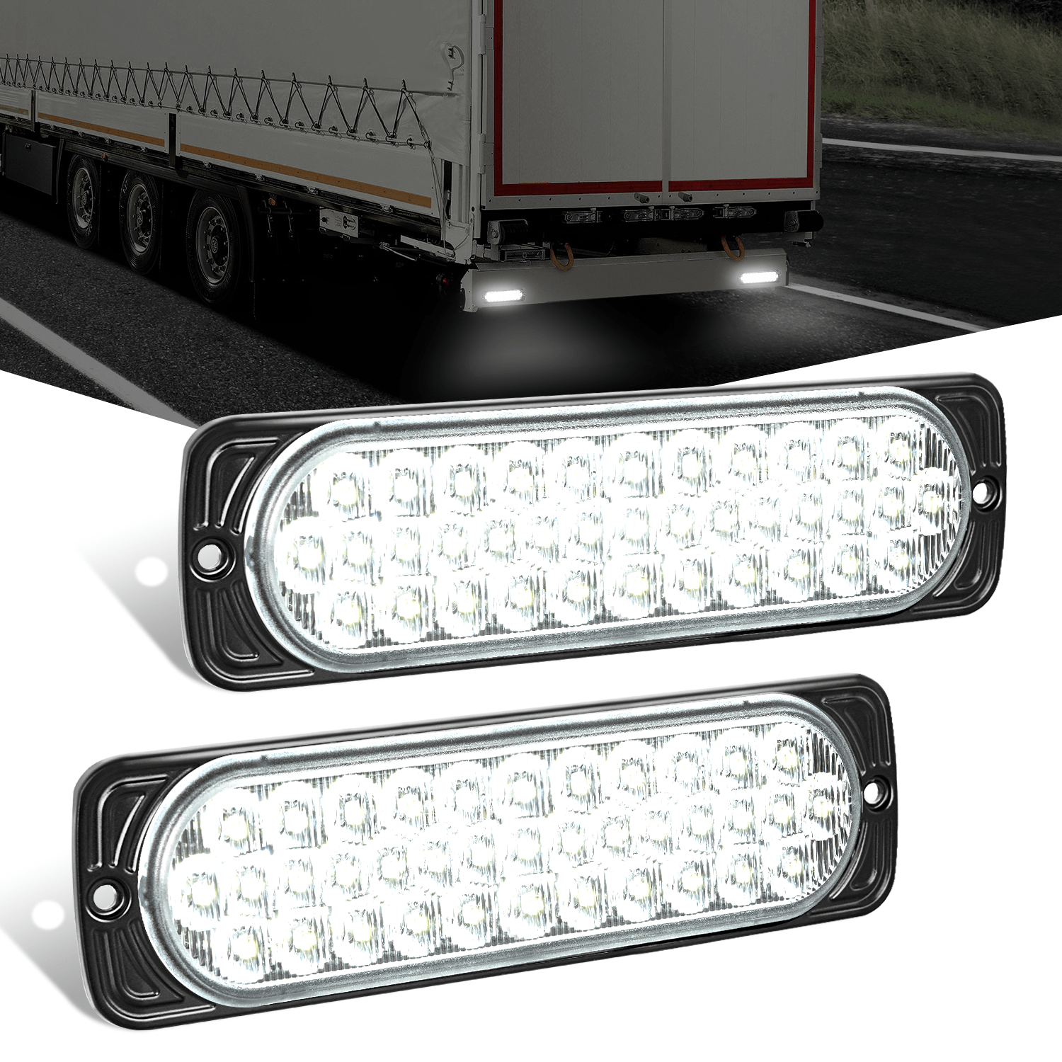7.5 Inch Aluminum Housing Tail Light 2 PCS 36 LED White Back Up Reverse Marker Light