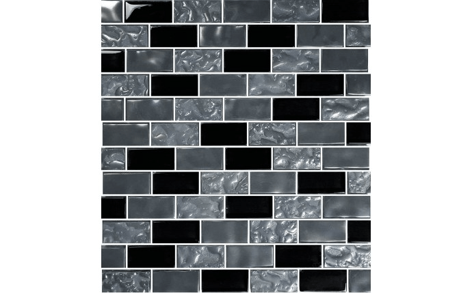 1″ x 2″ Titanium Glass Tile Blends Black GX82348K8