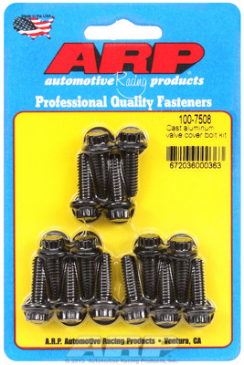 ARP 100-7508 Valve Cover Bolt Kit - Black 12 Point Head 14pc .812" UHL BBC/Ford