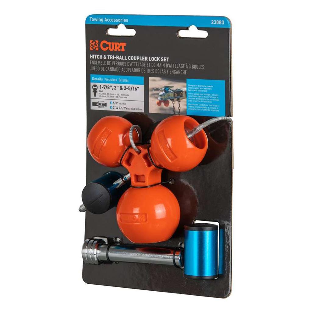 Curt Hitch & Tri-Ball Coupler Lock Set (Up to 2-1/2" Receiver, 1-7/8", 2", 2-5/16") - 23083