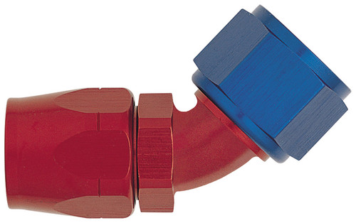 XRP 104506 45 Degree Non Swivel -6AN Female Hose End - Red/Blue Anodized - Each