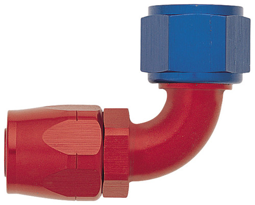 XRP 109008 90 Degree Non Swivel -8AN Female Hose End - Red/Blue Anodized - Each
