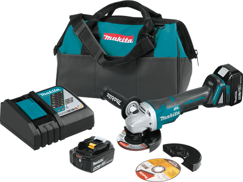 18V LXT™ Lithium-Ion Brushless Cordless 4-1/2"A / 5" Paddle Switch Cut-Off/Angle Grinder Kit, with Electric Brake (5.0Ah), XAG11T