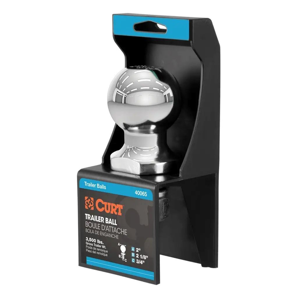Curt 2" Trailer Ball (3/4" x 2-1/8" Shank, 3,500 lbs., Chrome, Packaged) - 40065