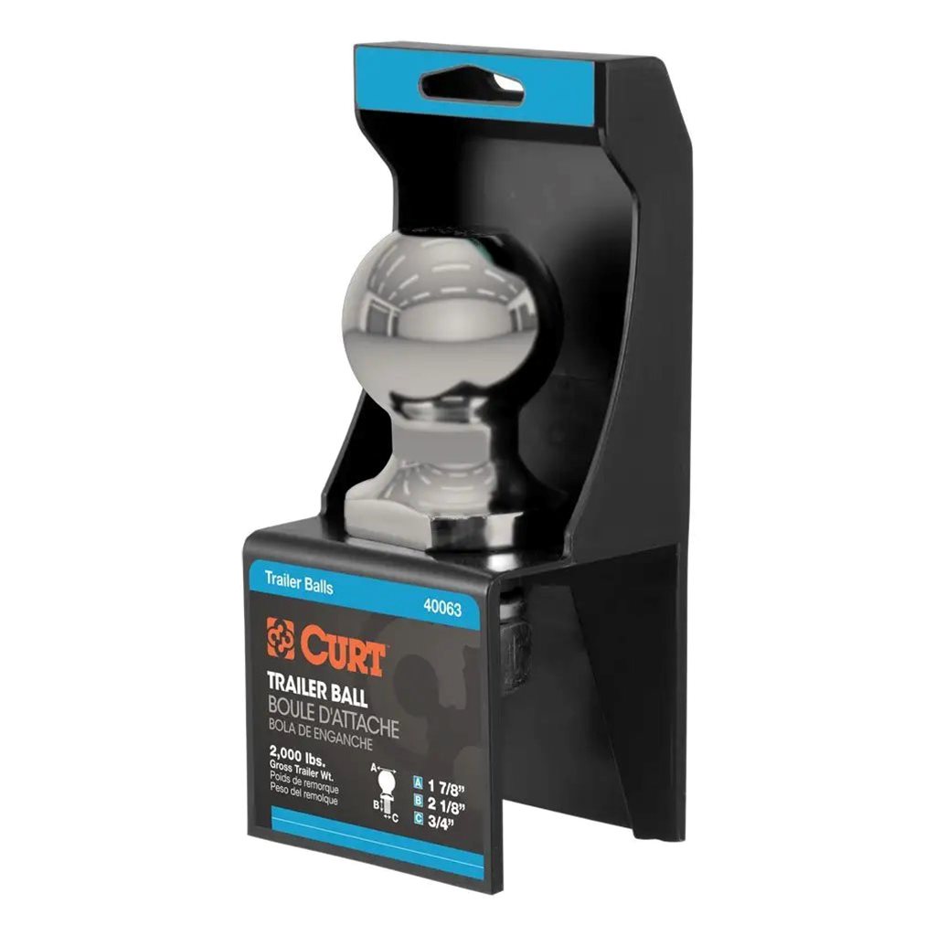 Curt 1-7/8" Trailer Ball (3/4" x 2-1/8" Shank, 2,000 lbs., Stainless, Packaged) - 40080