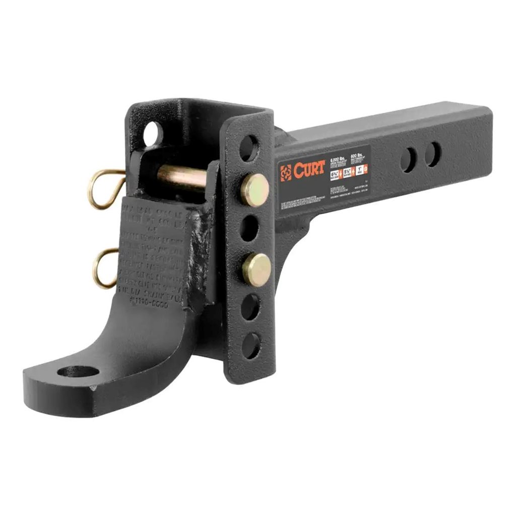 Curt Adjustable Channel Mount with 1" Ball Hole (2" Shank, 6,000 lbs., 6-3/4" Drop) - 45901