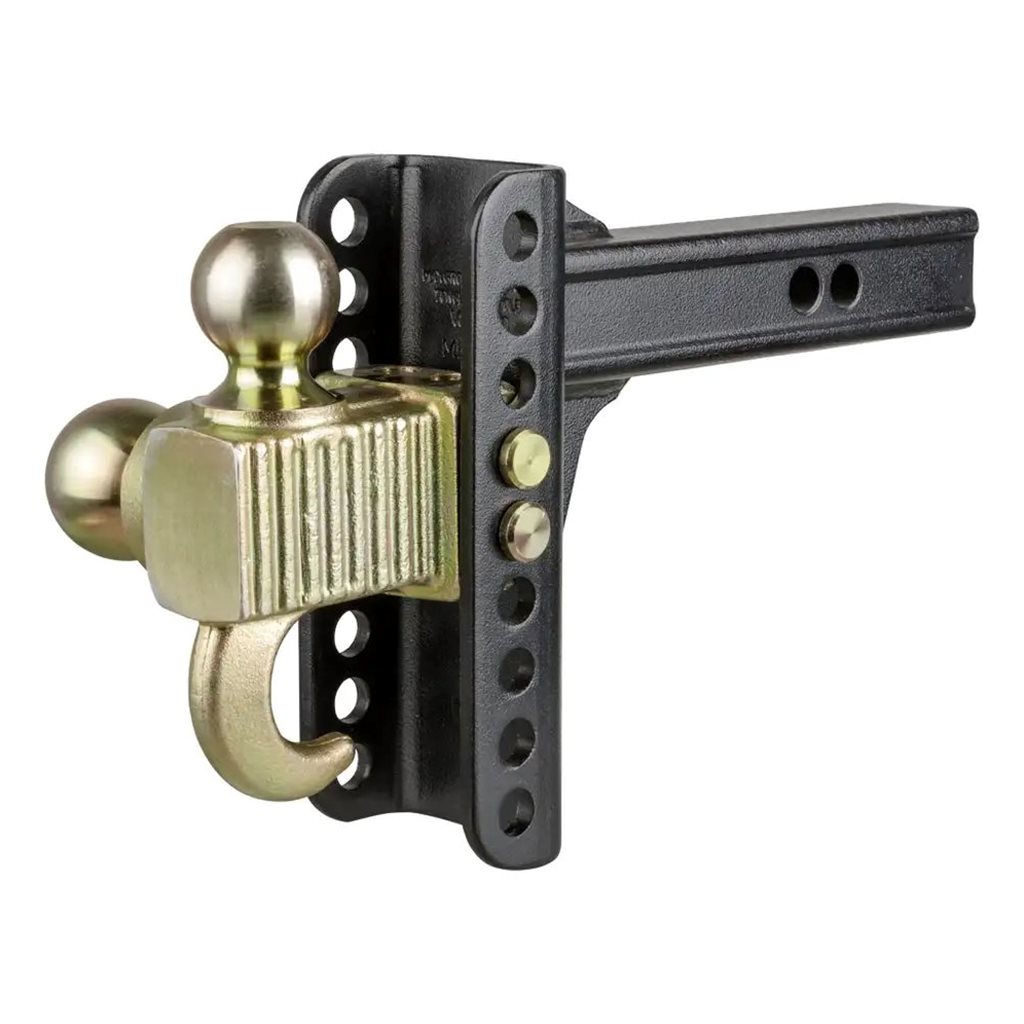 Curt Adjustable Channel Mount with Hook & Step Dual-Ball - 2" Shank, 14K, 6" Drop - 45904