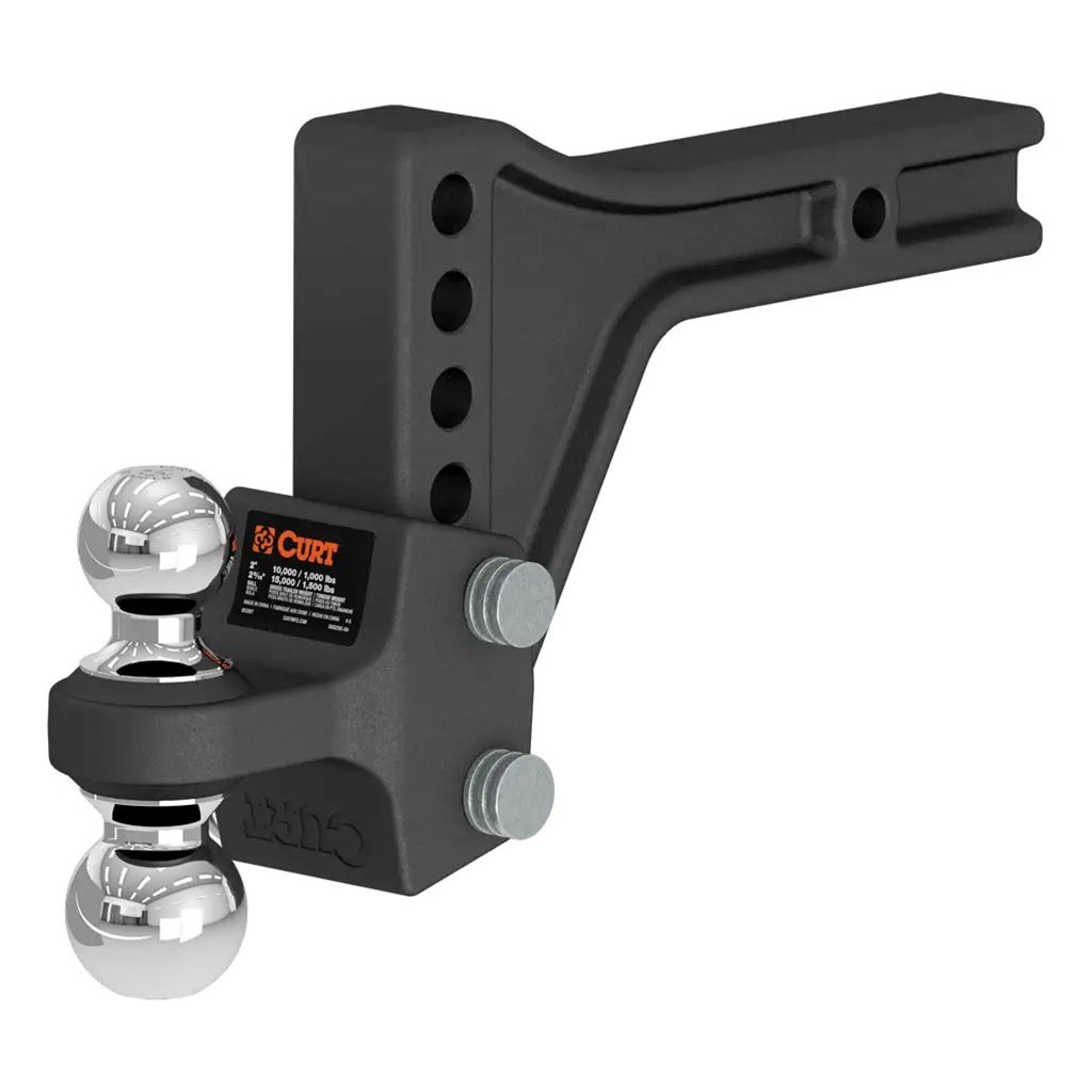 Curt Adjustable Trailer Hitch Ball Mount with Dual Ball, 2" Shank, 15K - 45935