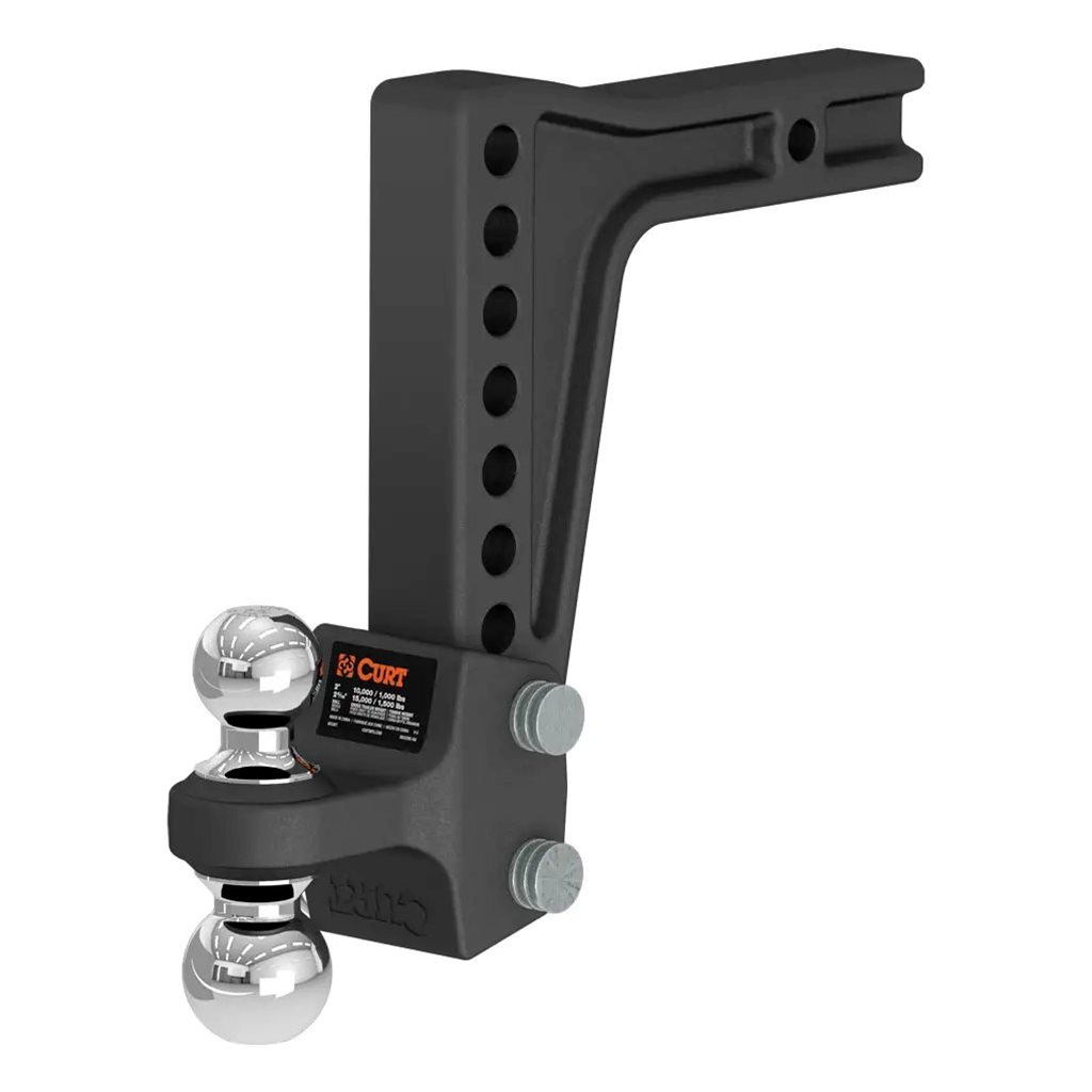 Curt Deep-Drop Adjustable Trailer Hitch Ball Mount with Dual Ball, 2" Shank, 15K - 45936