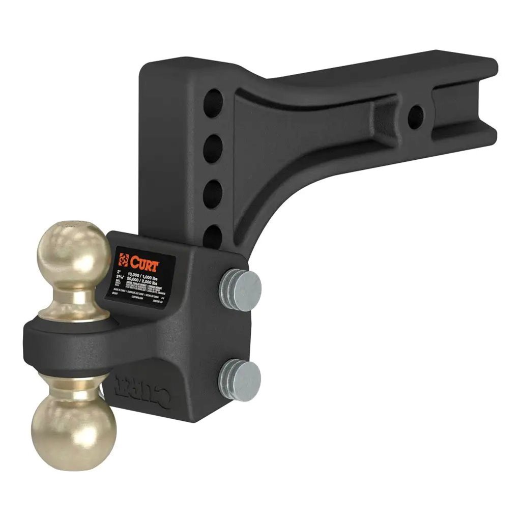 Curt HD Adjustable Trailer Hitch Ball Mount with Dual Ball, 2-1/2" Shank, 20K - 45937