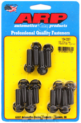 ARP 134-2001 Intake Manifold Bolt Kit - Small Block Chevy - Black Oxide Hex Head