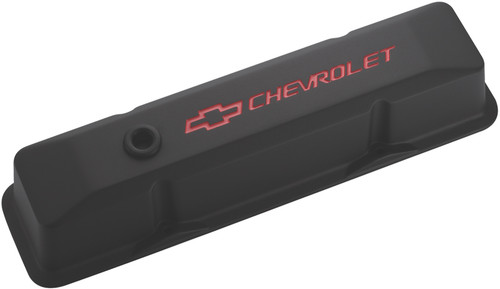 Proform 141-116 Small Block Chevy Tall Black Aluminum Valve Covers Chevy Logo