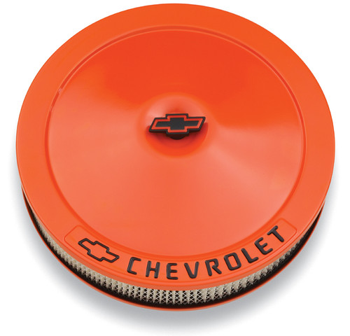 Proform 141-785 Air Cleaner - 14" x 3" - Chevy Orangew/ Chevy Logo 1.5" Drop