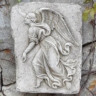 15″ Gray Left Facing Angel Outdoor Garden Wall Plaque