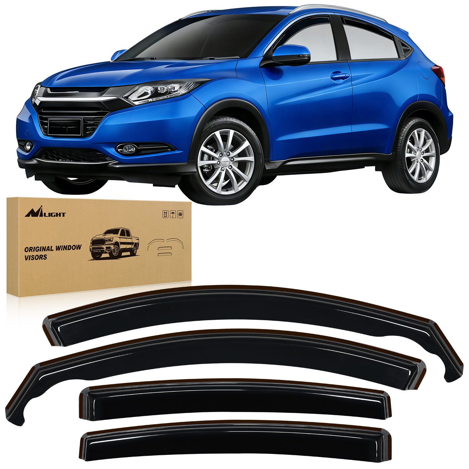 Rain Guards for Honda HR-V 2016 2017 2018 2019 2020 2021 2022, Vent Window Visors, Original Window Deflectors-4PCS
