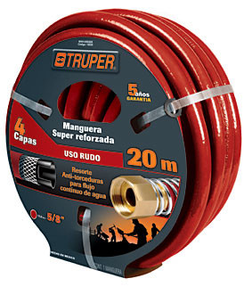 Truper 4-Ply Extra-Reinforced Hoses w/ Metal Couplings, 82 Ft 5/8" Reinforced 4