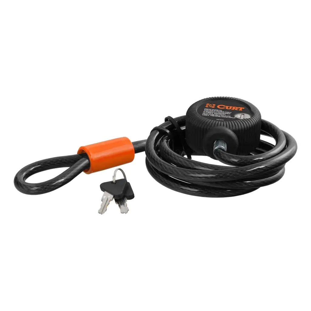 Curt Multi-Use Cable Lock (6 Feet x 3/8 Inch Cable, Vinyl-Coated Braided Steel) - 23670