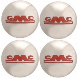 Counterpart Automotive Polished stainless steel "GMC" hub caps 1947-53 GMC (1/2 Ton) Truck with red painted deta