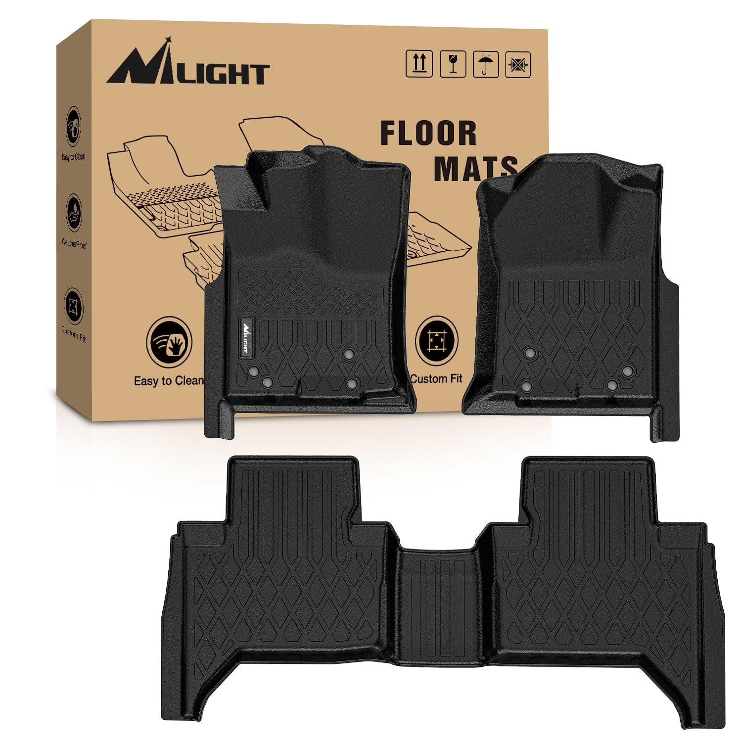 Floor Mats for Toyota Tacoma Double Cab 2005 2006 2007 2008 2009 2010 2011 2012 2013 2014 2015 All Weather Custom Fit Heavy Duty Floor Liners
