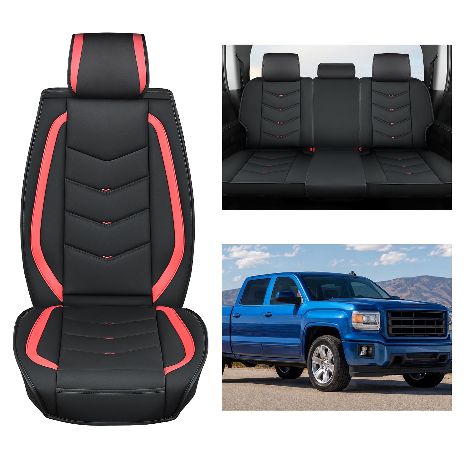 2007 2008 2009 2010 2011 2012 2013 2014 2015 2016 2017 2018 2019 2020 2021 2022 2023 2024 Chevy Silverado GMC Sierra 1500 2500HD 3500HD Double Cab Extended Cab Crew Cab Seat Covers