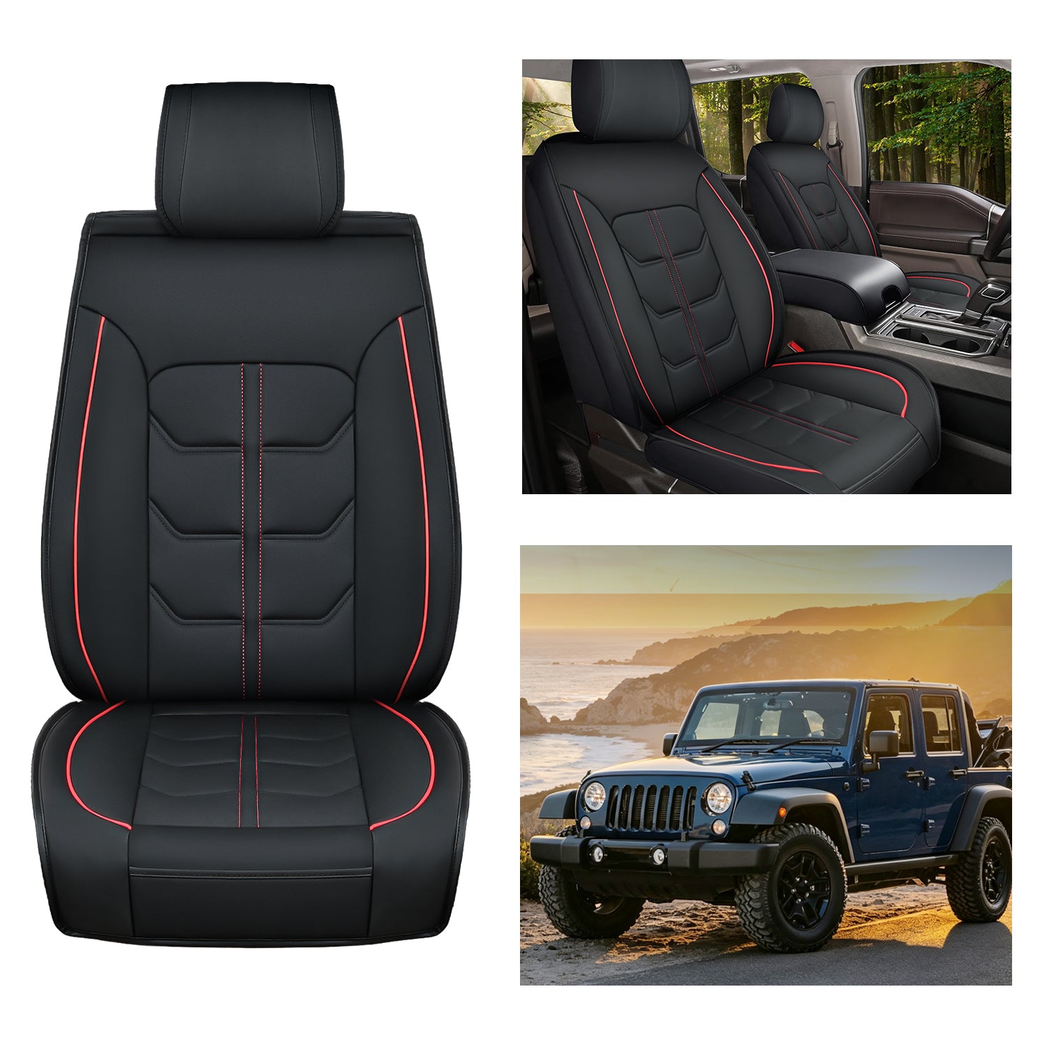 2007 2008 2009 2010 2011 2012 2013 2014 2015 2016 2017 2018 2019 2020 2021 2022 2023 2024 Jeep Wrangler JK JL 4Door Front Seat Covers