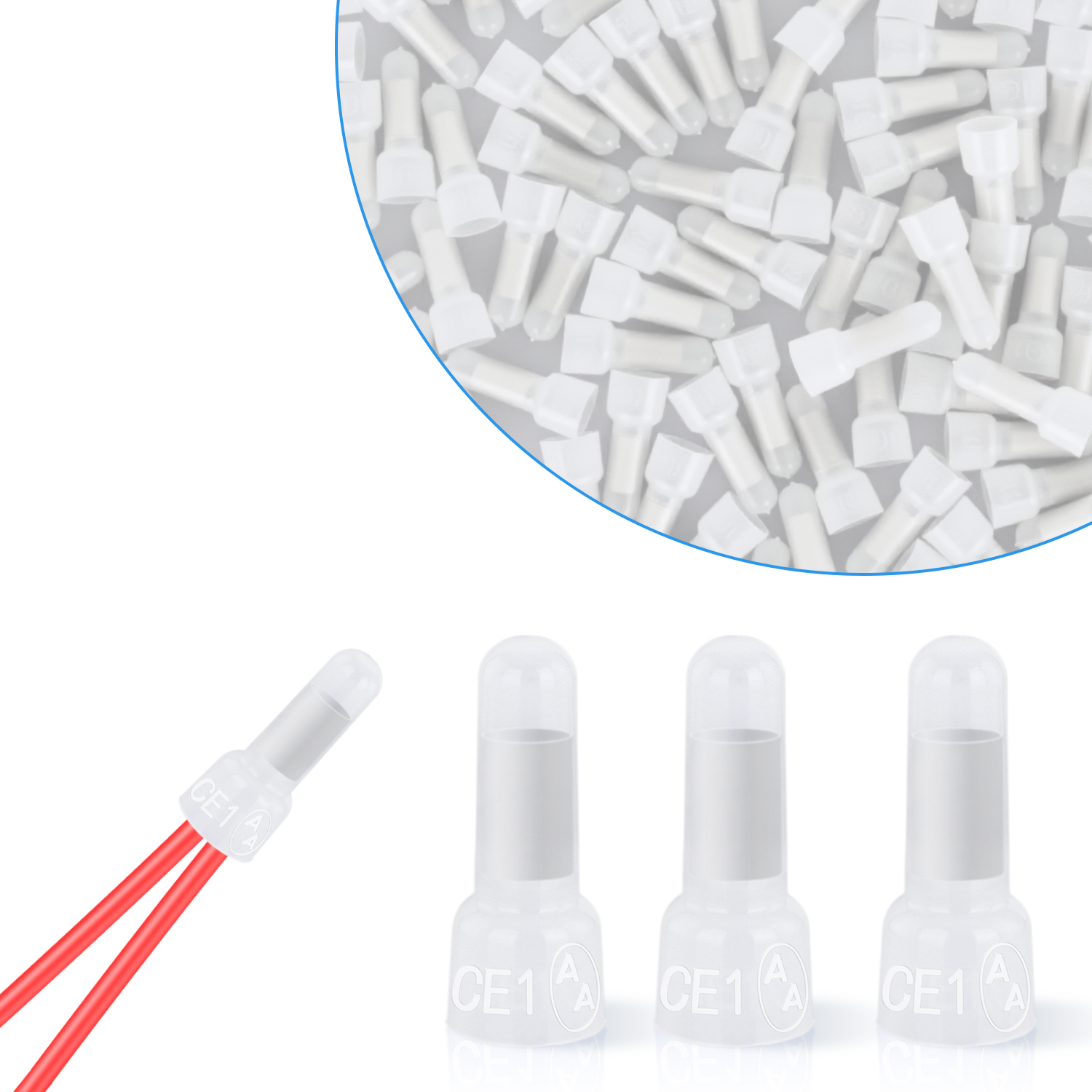 300PCS CE1 Closed End Crimp Terminal 22-16 Gauge Nylon Insulated Closed End Wire Cap Wire Connectors Crimp Cap Terminals Connectors for Automotive Car Truck Boats Marine Electrical Wiring