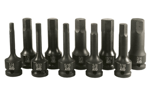 ATD Tools 10 Pc. 1/2" Drive SAE Impact Hex Driver Set