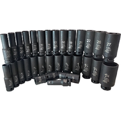 ATD Tools 30-Pc. 1/2" Drive 6 Point SAE and Metric Deep Impact Socket Set