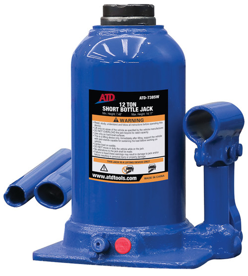ATD Tools 12 Ton Heavy-Duty Hydraulic Side Pump Bottle Jack (Shorty Version)