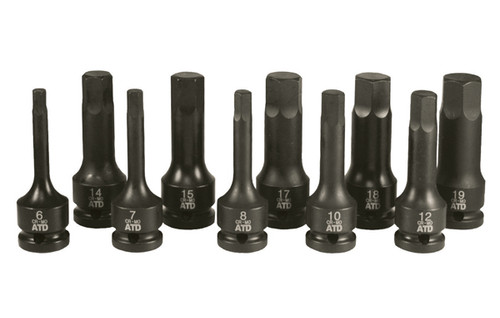 ATD Tools 10 Pc. 1/2" Drive Metric Impact Hex Driver Set