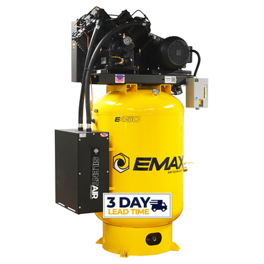 EMAX Premium 10 HP 1 PH 120 Gallon Vertical With Air Silencer-With Pressure Lube Pump