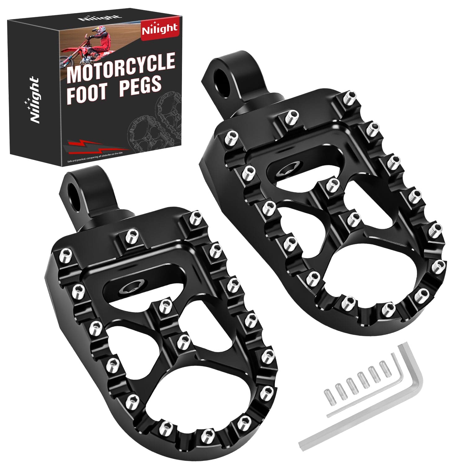 Motorcycle Foot Pegs Dirt Bike Footpegs Fit for Harley Dyna 1993-2017 Fatboy 1990-2017 Iron 883 2009-2017 Sportster 883 360° Rotating CNC Foot Pegs Heavy Duty Aluminum Alloy Peg Pedal, Black