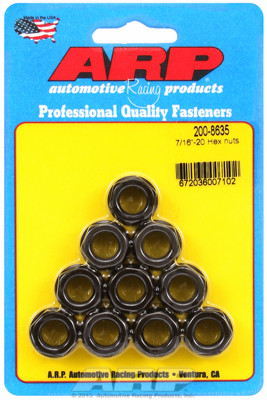 ARP 200-8635 Nuts - 7/16"-20 - Black Oxide Finish - Hex Head - 10 Pack