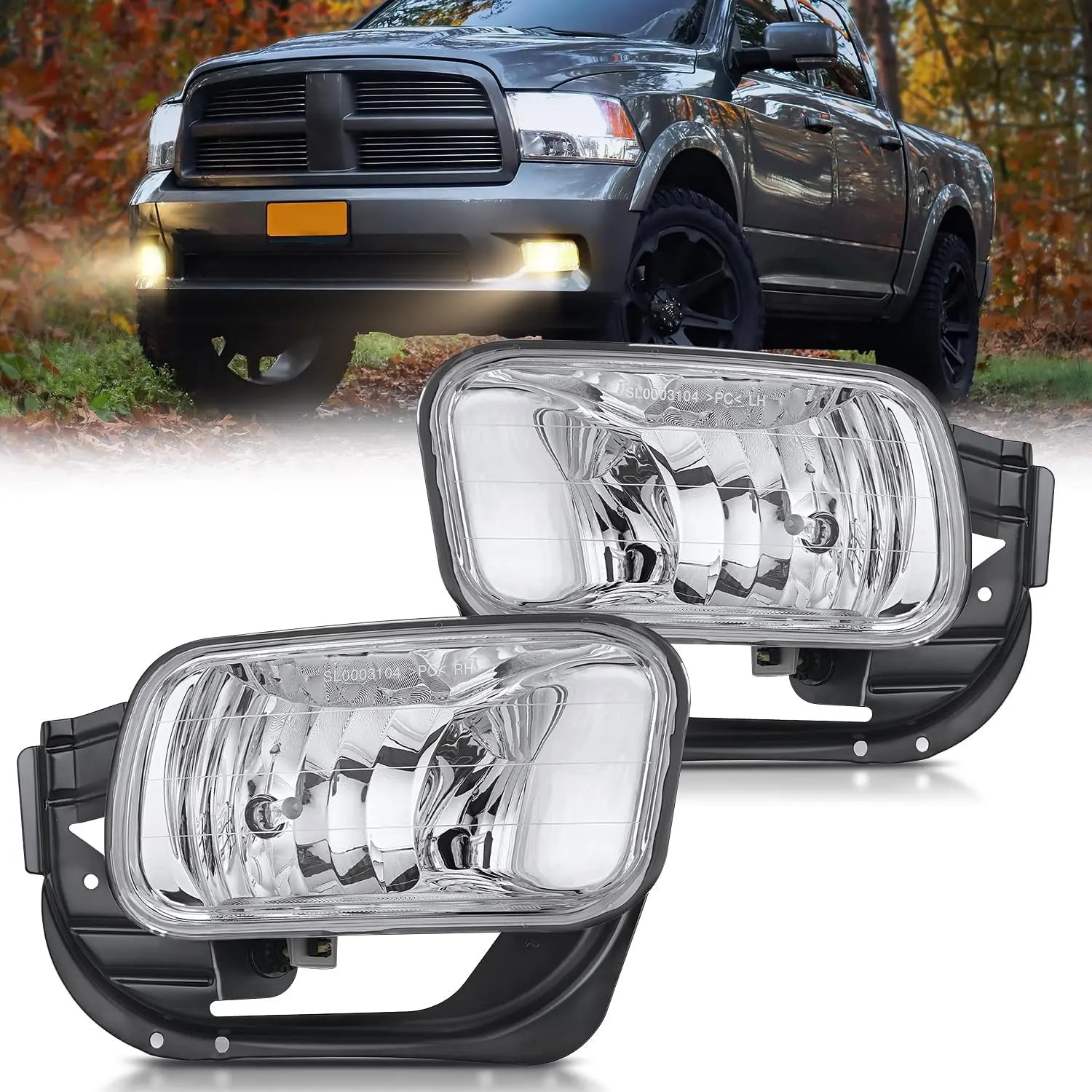 2009 2010 2011 2012 Dodge Ram 1500 2010 2011 2012 2013 2014 2015 2016 2017 2018 Dodge Ram 2500 3500 Fog Light Assembly Clear Lens
