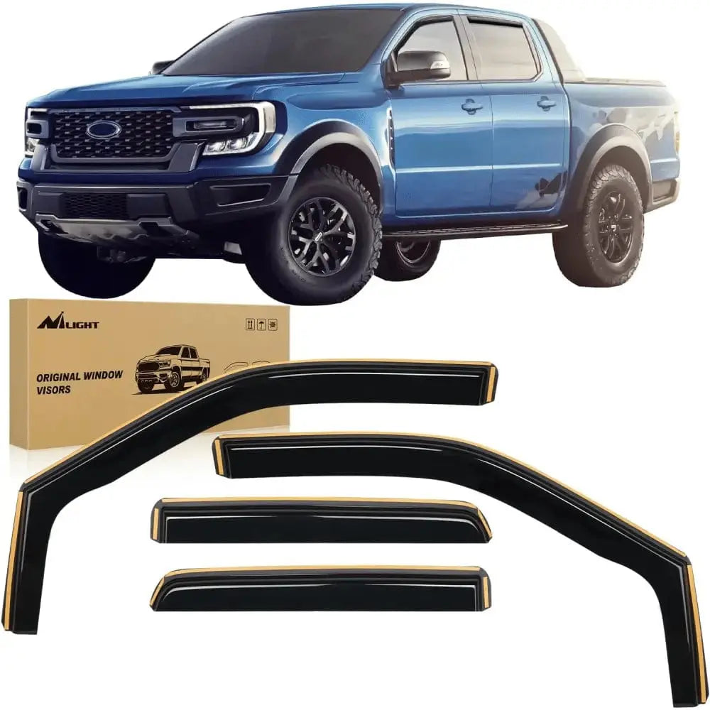 2015 2016 2017 2018 2019 2020 2021 2022 2023 Ford F150 SuperCrew SVT Raptor SuperCrew Rain Guards Acrylic 4Pcs