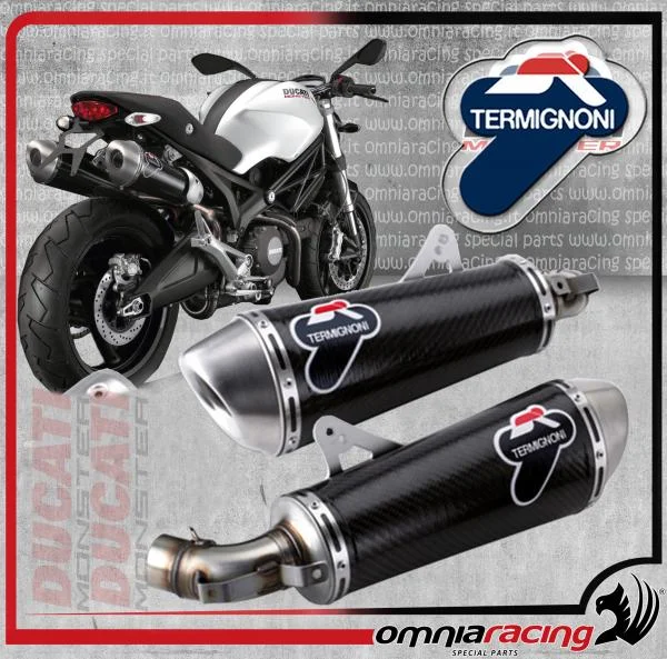 96027509B Termignoni D101 Terminali di Scarico Racing 94dB Carbonio per Ducati Monster 696 2008 08>13