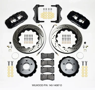 Wilwood 140-14067-D AERO6 Front Big Brake Kit Drilled Rotors Black Calipers for 12-23 Challenger, Charger & 11-23 300 3.6/5.7L RWD