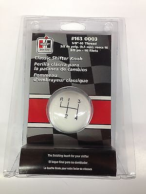 HURST 1630003 -Classic 4-speed White Engraved Shifter Knob 3/8"-16 Thread