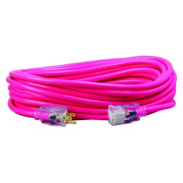 Southwire, 12/3 sjtw 50’ Cool Pink Outdoor Extension Cord with Power Light Indicator