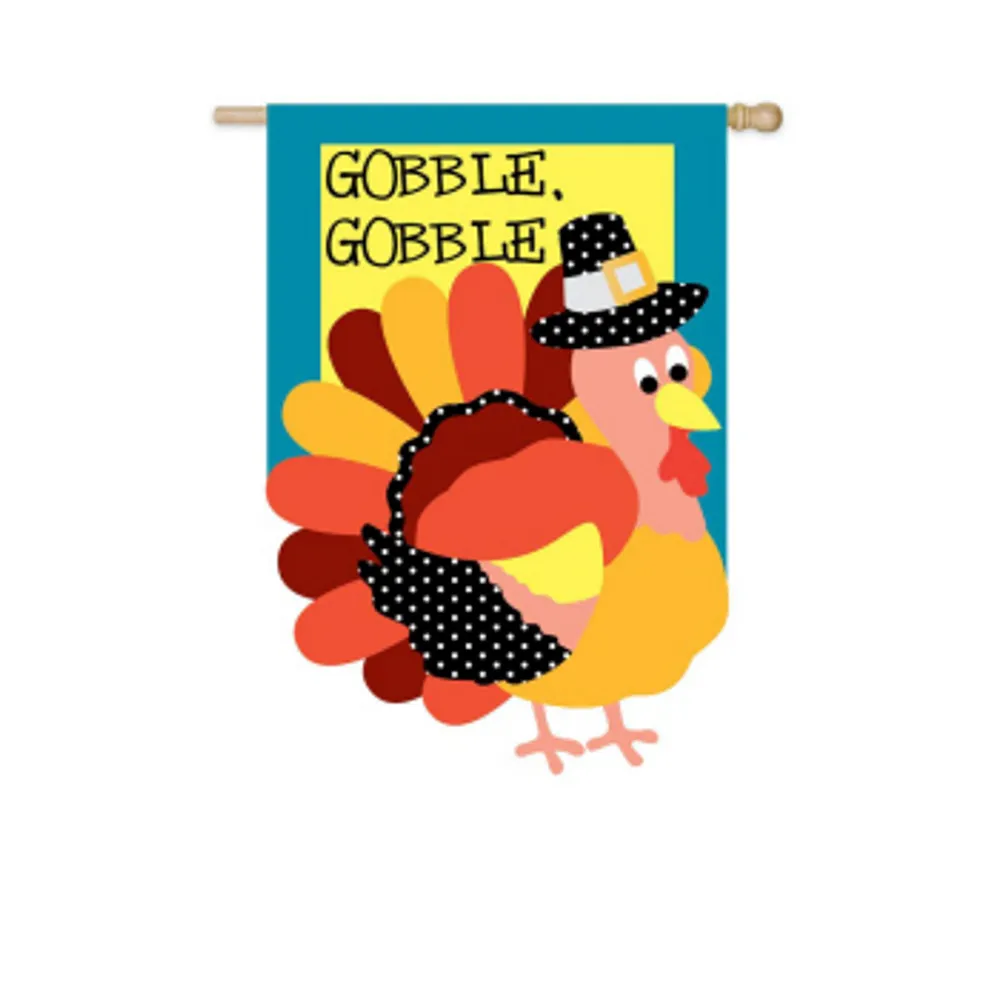 Autumn Harvest Gobble Gobble Turkey Day Flag 28″ x 44″
