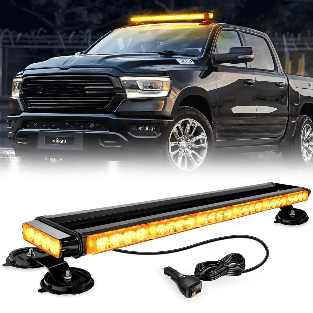 29.5 Inch Roof Top Amber Strobe Lights 56LED Hazard Emergency Warning Light Bar Magnetic Mount