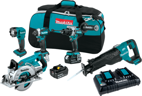 18V LXT™ Lithium-Ion Brushless Cordless 5-Pc. Combo Kit (5.0Ah), Makita-built Brushless Motor, XT507PT