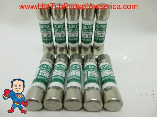 30 Amp Hot Tub Fuse 10-Pack SC-30/SLC30 Balboa Gecko Hydroquip Spa Control Board Replacement