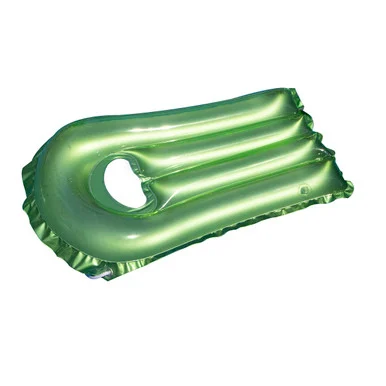 30-Inch Inflatable Transparent Green Surf Rider Pool Float with Metallic Silver for Kids and Adults