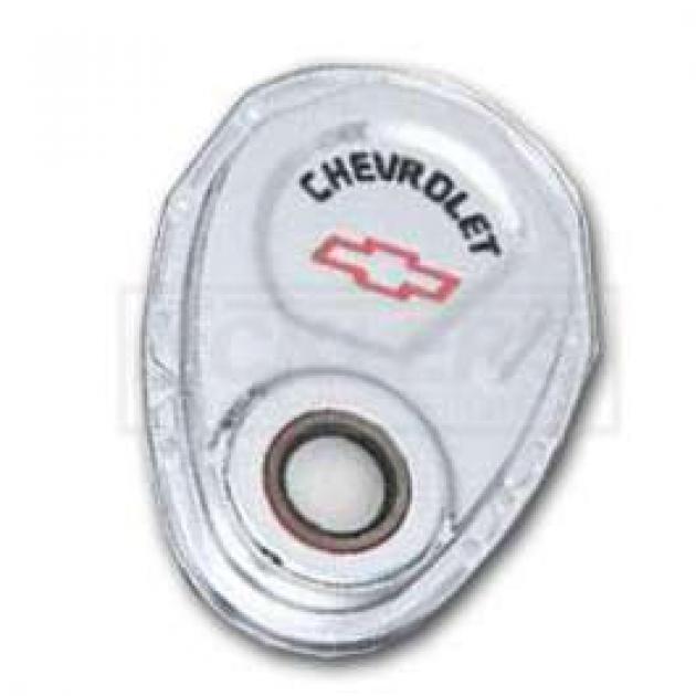 El Camino Timing Chain Cover, Small Block, Chrome, With Chevrolet Script & Bowtie Logo, 1967-1969