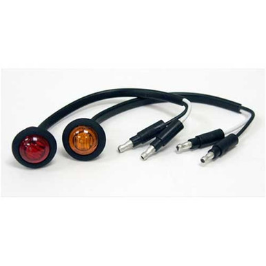 Buyers .75 INCH ROUND MARKER CLEARANCE LIGHTS - 3 LED RED WITH MALE BULLETS - (Pack of 10)